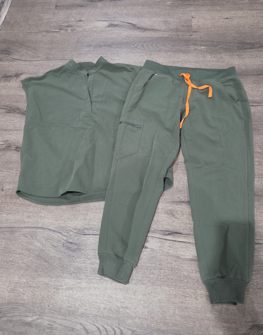 Figs Olive Green Jogger Pants with Orange Drawstring